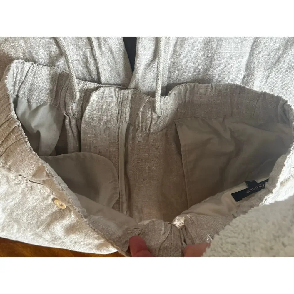 Quince Womens European Linen Pants Large Flax Beige Pull On Straight Minimalist